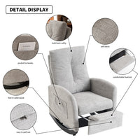 Thumbnail for Accent Rocking Chair With Footrest & High Back Rubber Wood Rocking Legs