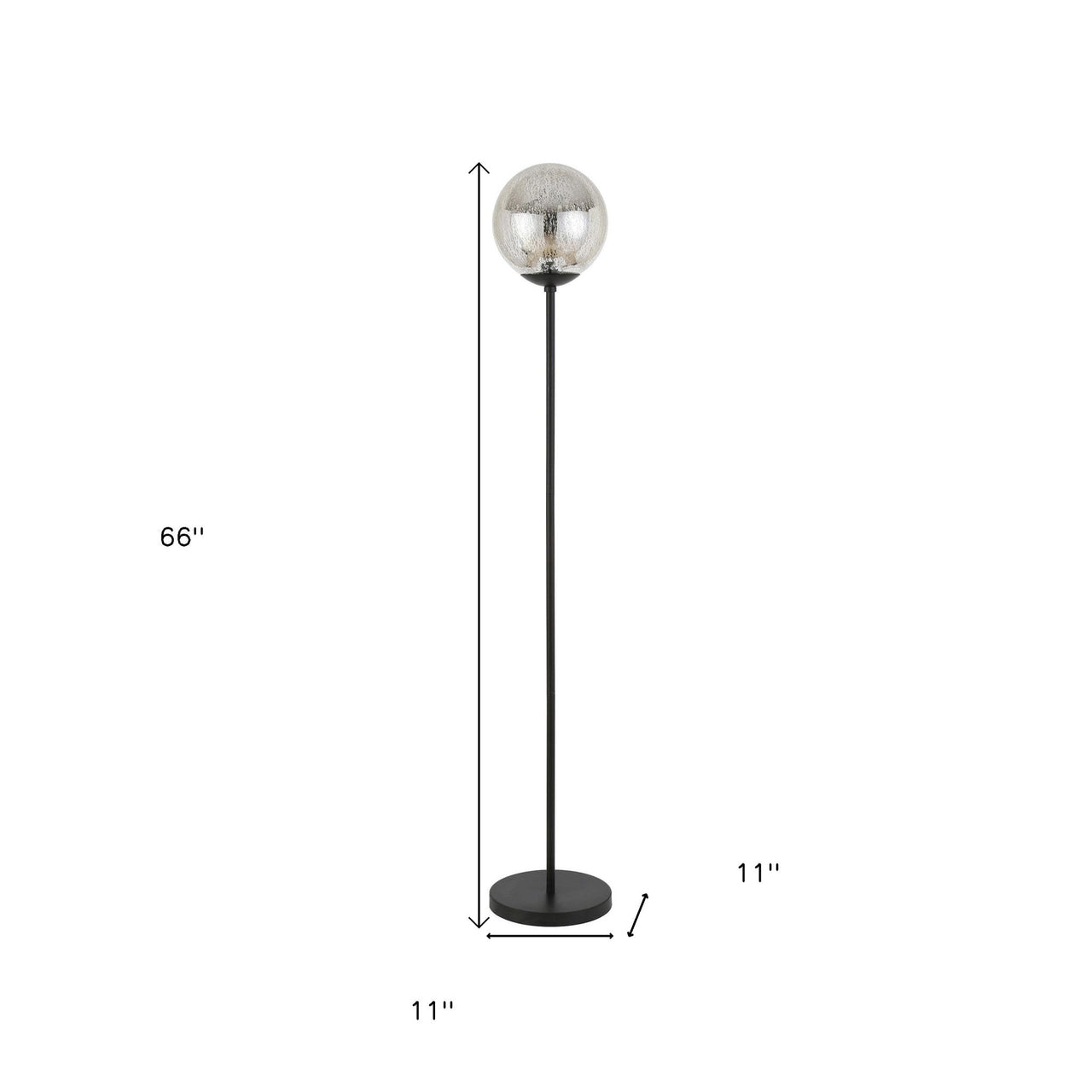 Black Floor Lamp With Gold Mercury Glass Globe