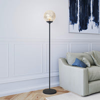 Thumbnail for Black Floor Lamp With Gold Mercury Glass Globe