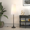 Black Novelty Floor Lamp With White Frosted Glass Drum Shade