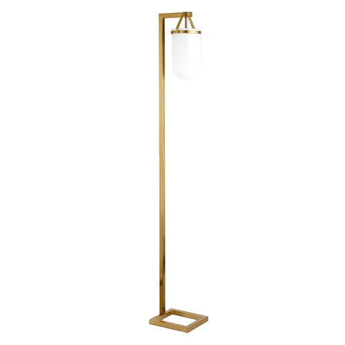 Brass Arched Floor Lamp with Frosted Glass Dome