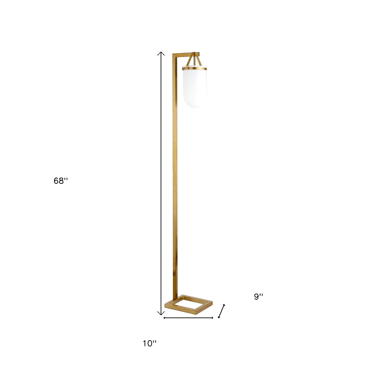 Brass Arched Floor Lamp with Frosted Glass Dome