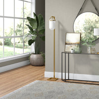 Thumbnail for Brass Arched Floor Lamp with Frosted Glass Dome