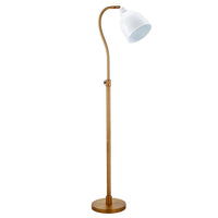 Thumbnail for Brass Adjustable Reading Floor Lamp With White Frosted Glass Dome
