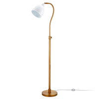 Thumbnail for Brass Adjustable Reading Floor Lamp With White Frosted Glass Dome