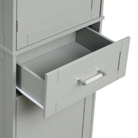 Thumbnail for Tall Freestanding Storage Cabinet With Two Different Size Drawers And Adjustable Shelf