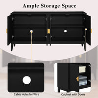 Thumbnail for 4-door Sideboard Storage Cabinet With Gold Handle And Adjustable Shelves