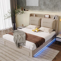 Thumbnail for Upholstered King Size Hydraulic Bed