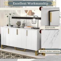 Thumbnail for Modern Sideboard Kitchen Cabinet With Four Doors, Metal Handles And Legs And Adjustable Shelves