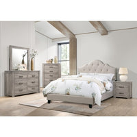 Thumbnail for Contemporary 1pc Queen Size Bed Adjustable HB Light Brown Polyfiber Tufted Upholstered Wooden Bedframe Bedroom Furniture