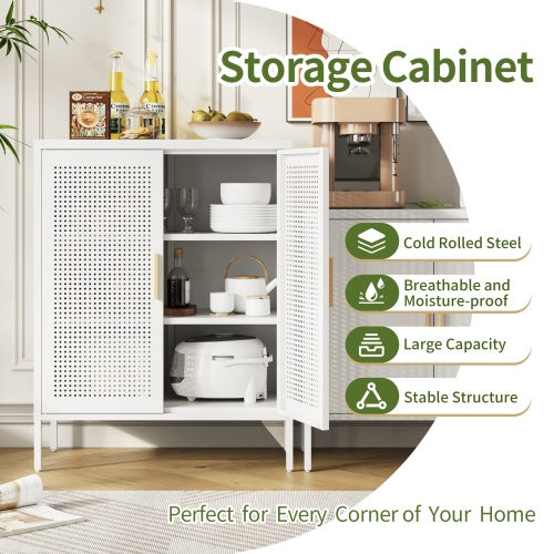 Metal Storage Cabinet With 2 Doors And 2 Adjustable Shelves