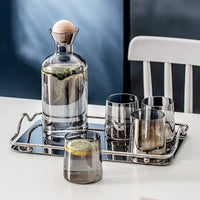 Thumbnail for 5pcs Glass Carafe Set with Wood Lid - Ideal for Wine, Whiskey, and Juice - Casatrail.com