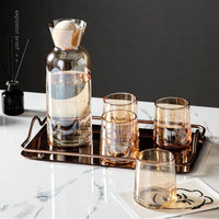 Thumbnail for 5pcs Glass Carafe Set with Wood Lid - Ideal for Wine, Whiskey, and Juice - Casatrail.com