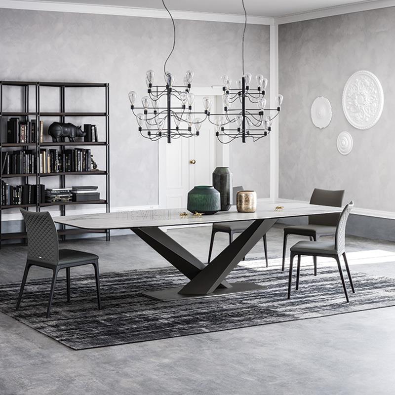 6 - Chair Dining Set with Modern Marble Table - Casatrail.com