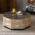 Retro Style Wood Center Table With Three-Dimensional Embossed Pattern
