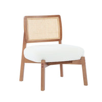 Thumbnail for Set Of 2 Modern Beige Lounge Chair With Woven Backrest, Sturdy Wooden Frame, Minimalist And Elegant Accent Seating For Living Room, Bedroom, Or Office