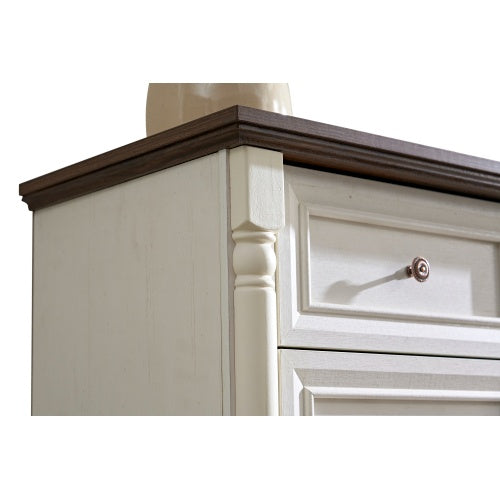 10 Drawer Dresser Chest For Bedroom With Wooden Base And Riser Trim