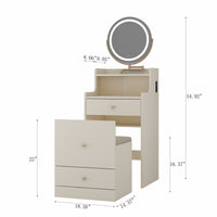 Thumbnail for 3 In 1 Vanity Desk With Mirror And Light, With 2 Drawers And Open Storage Space
