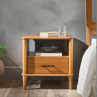 Thumbnail for Transitional Solid Wood Spindle Nightstand Caramel