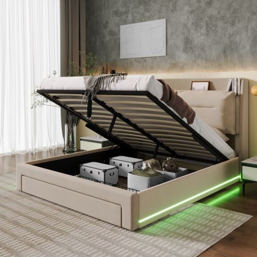 Upholstered King Size Hydraulic Bed