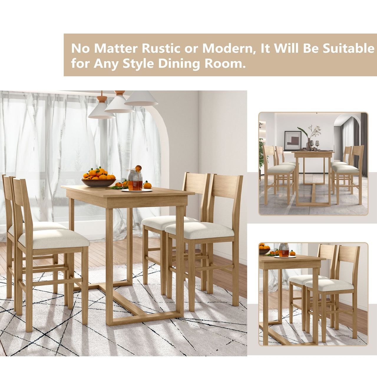 Farmhouse 5-Piece Counter Height Dining Set