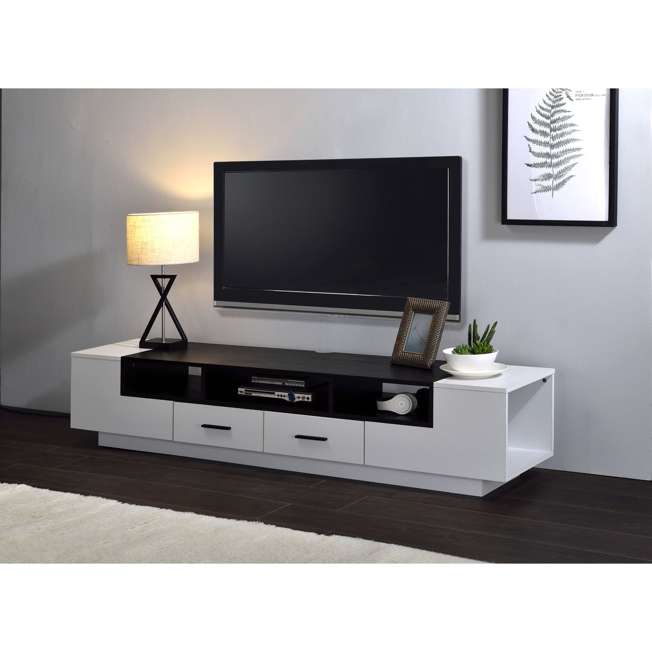 70 Inch Armour TV Stand White Black TV Cabinet - Casatrail.com