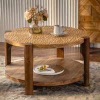 Thumbnail for Round Coffee Table With Solid Wood For Living Room