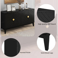 Thumbnail for 4-door Sideboard Storage Cabinet With Gold Handle And Adjustable Shelves