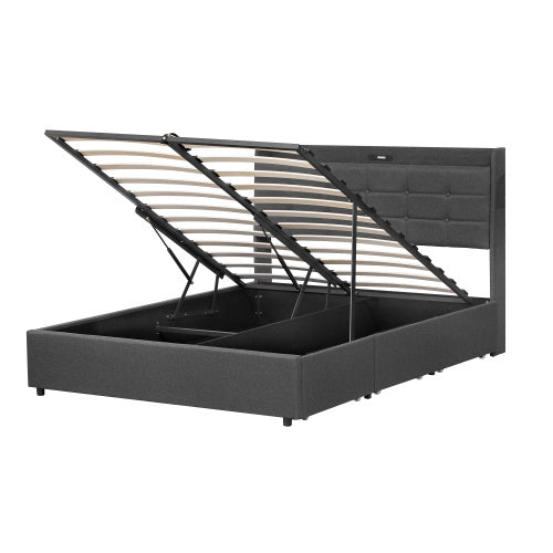5ft King Bed Frame With Hydraulic Storage & Headboard, Storage And Drawers