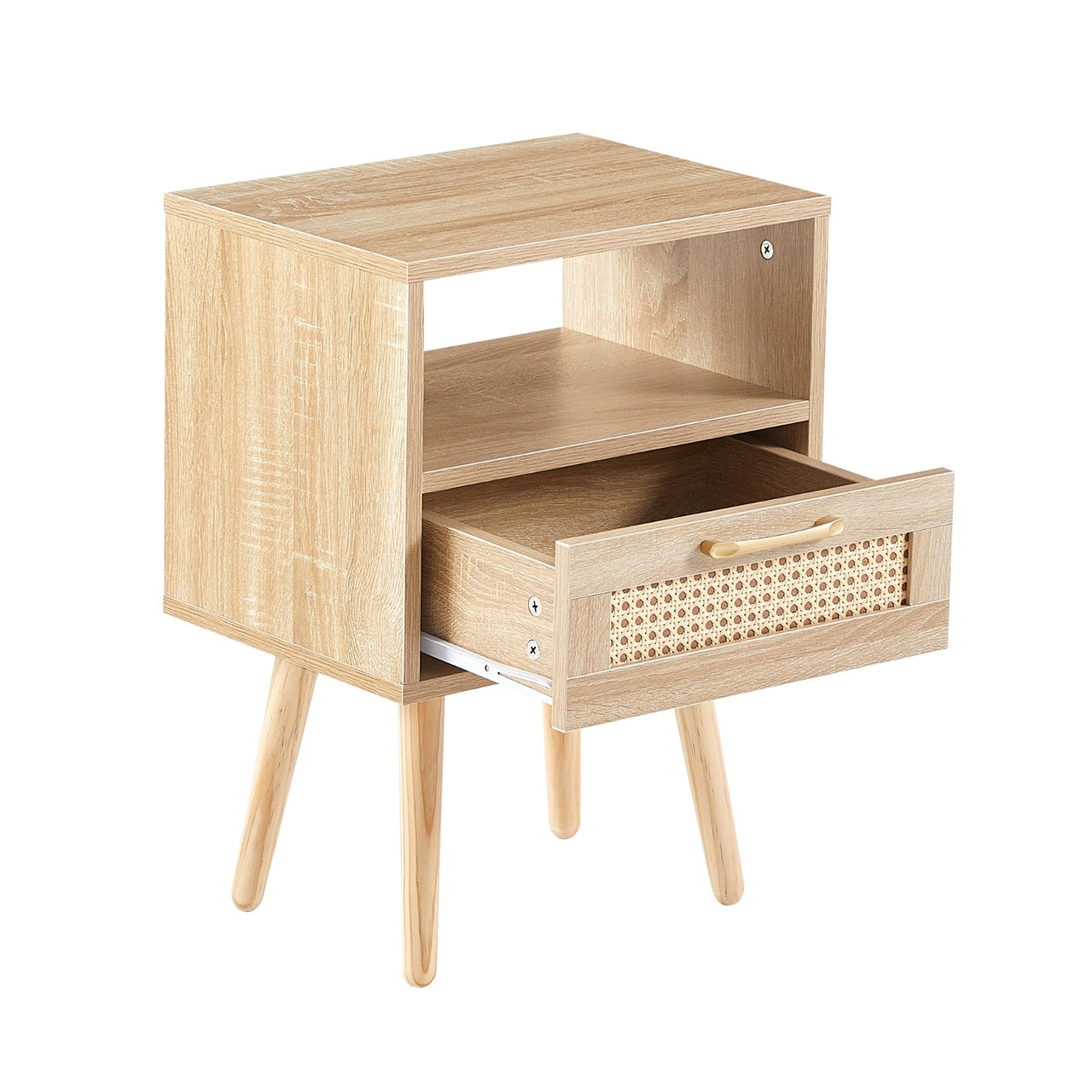 Rattan End Table With Drawer