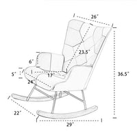 Thumbnail for Mid Century Fabric Rocker Chair With Wood Legs