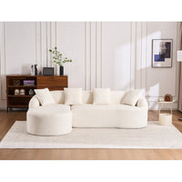Thumbnail for Grey Compression Sofa with Chaise Lounge & 4 Pillows