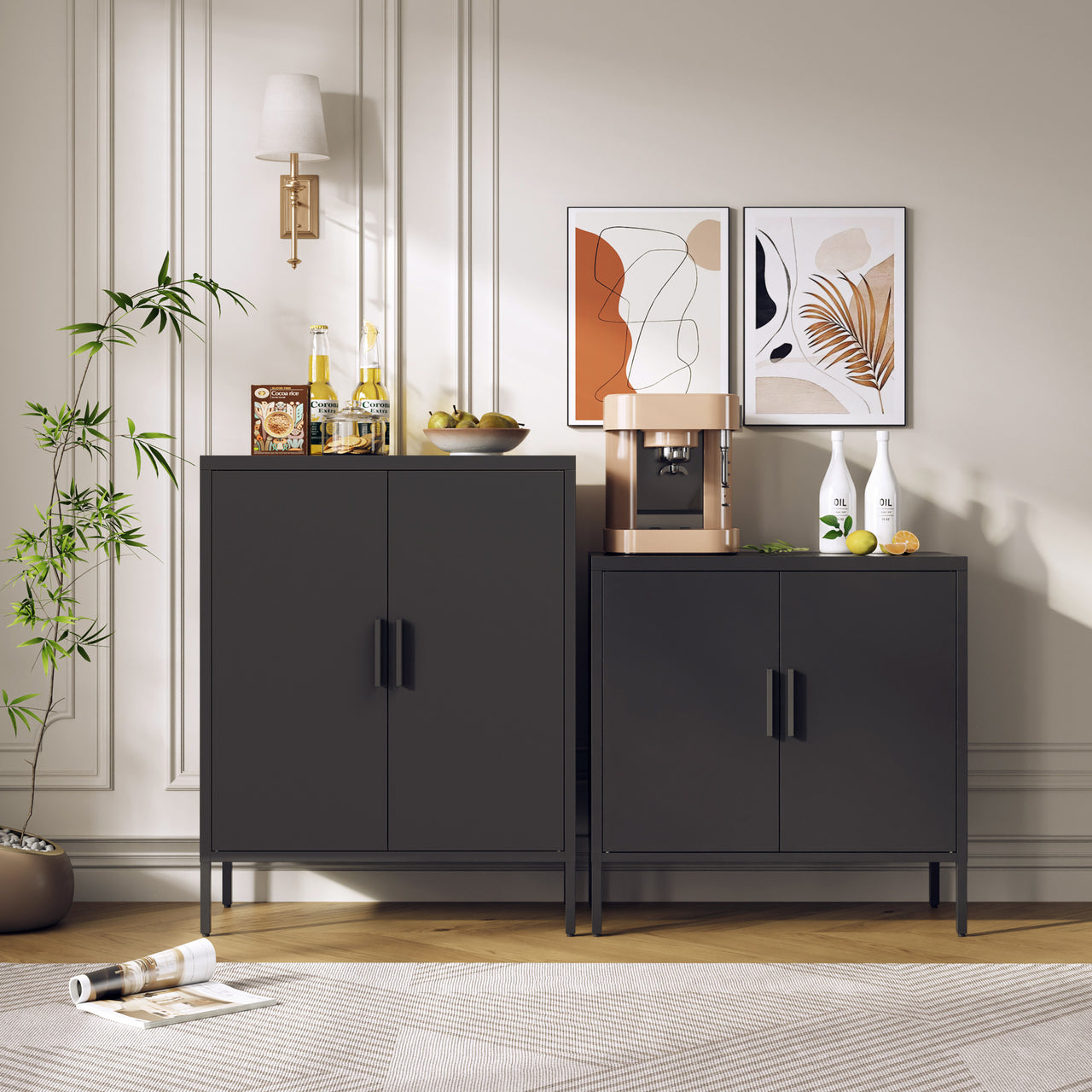Metal Storage Cabinet With Doors And Adjustable Shelves
