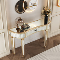 Thumbnail for 47 Half Moon Mirrored Console Table With Fluted Glass