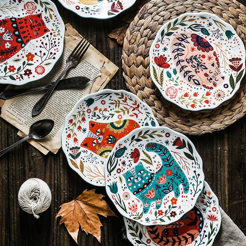 8 Inch Colorful Cat Dinner Plate - Casatrail.com