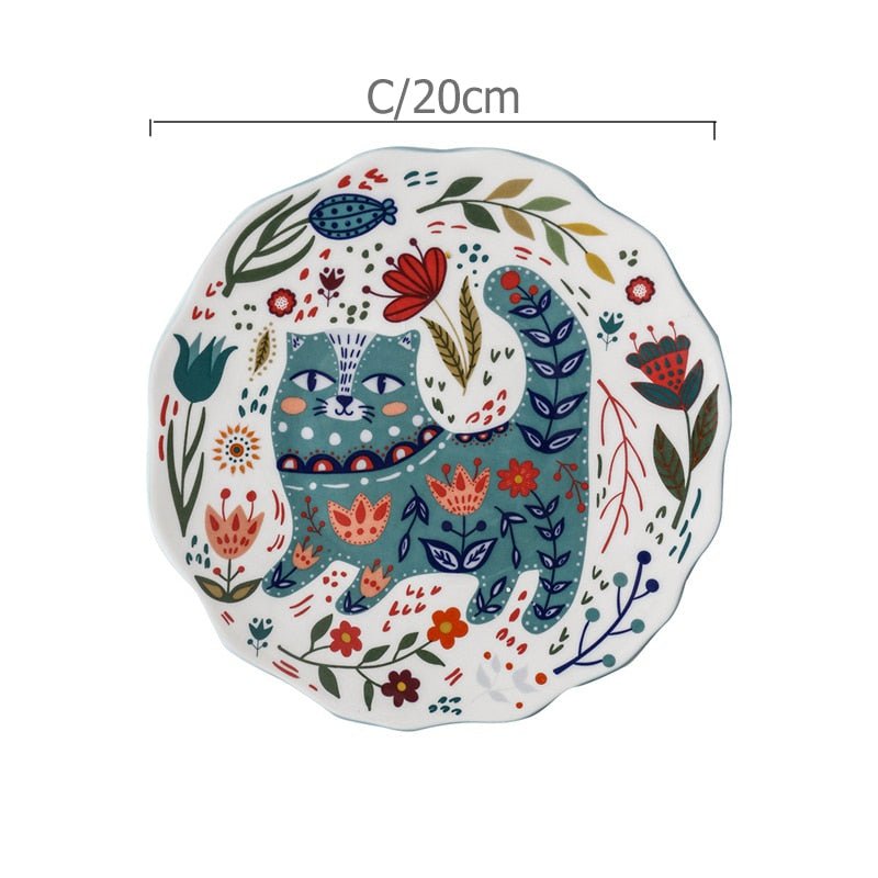 8 Inch Colorful Cat Dinner Plate - Casatrail.com