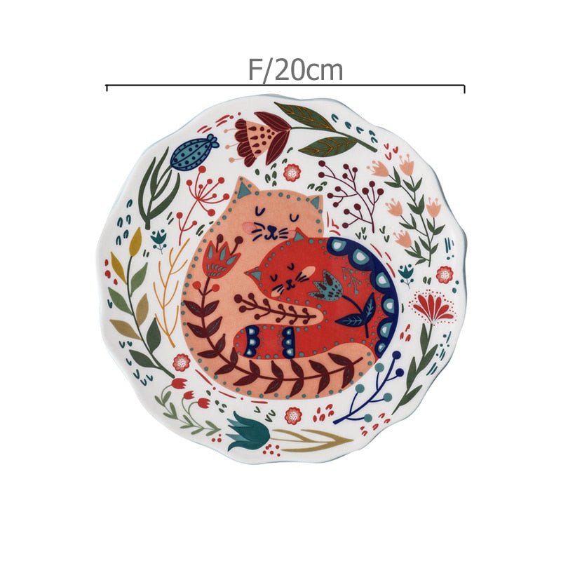 8 Inch Colorful Cat Dinner Plate - Casatrail.com