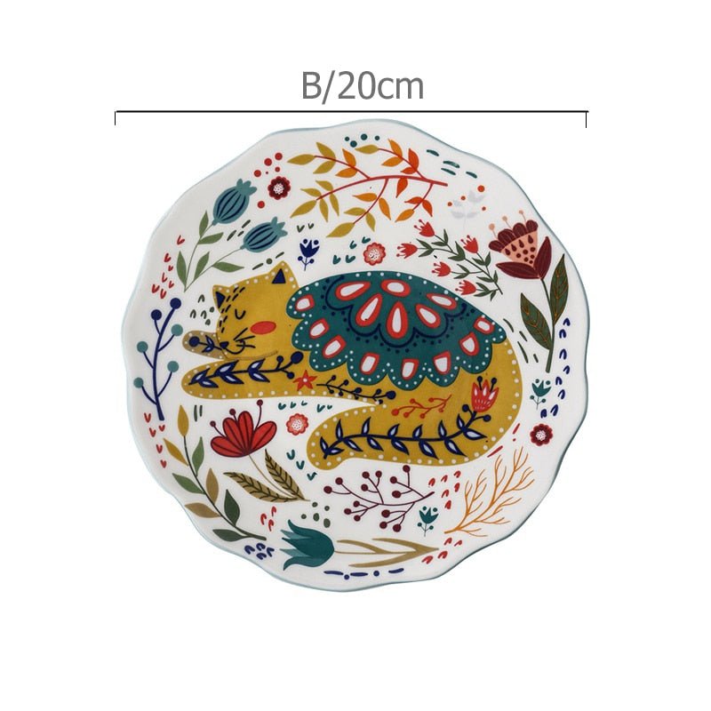 8 Inch Colorful Cat Dinner Plate - Casatrail.com