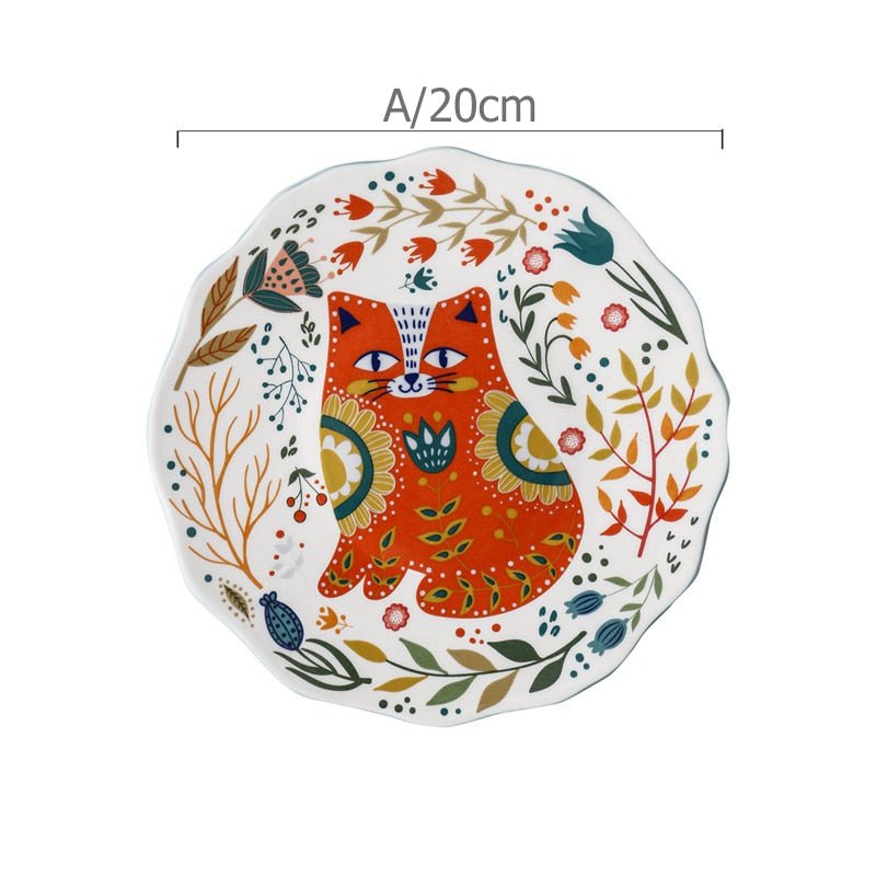 8 Inch Colorful Cat Dinner Plate - Casatrail.com