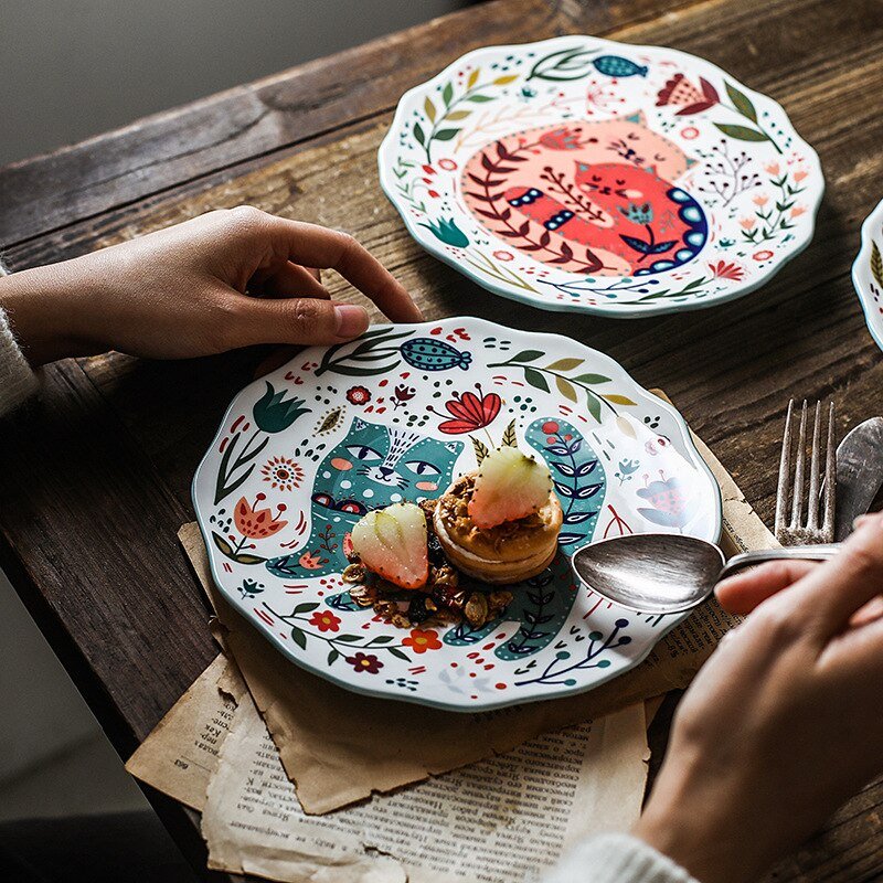 8 Inch Colorful Cat Dinner Plate - Casatrail.com