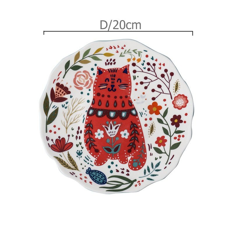 8 Inch Colorful Cat Dinner Plate - Casatrail.com