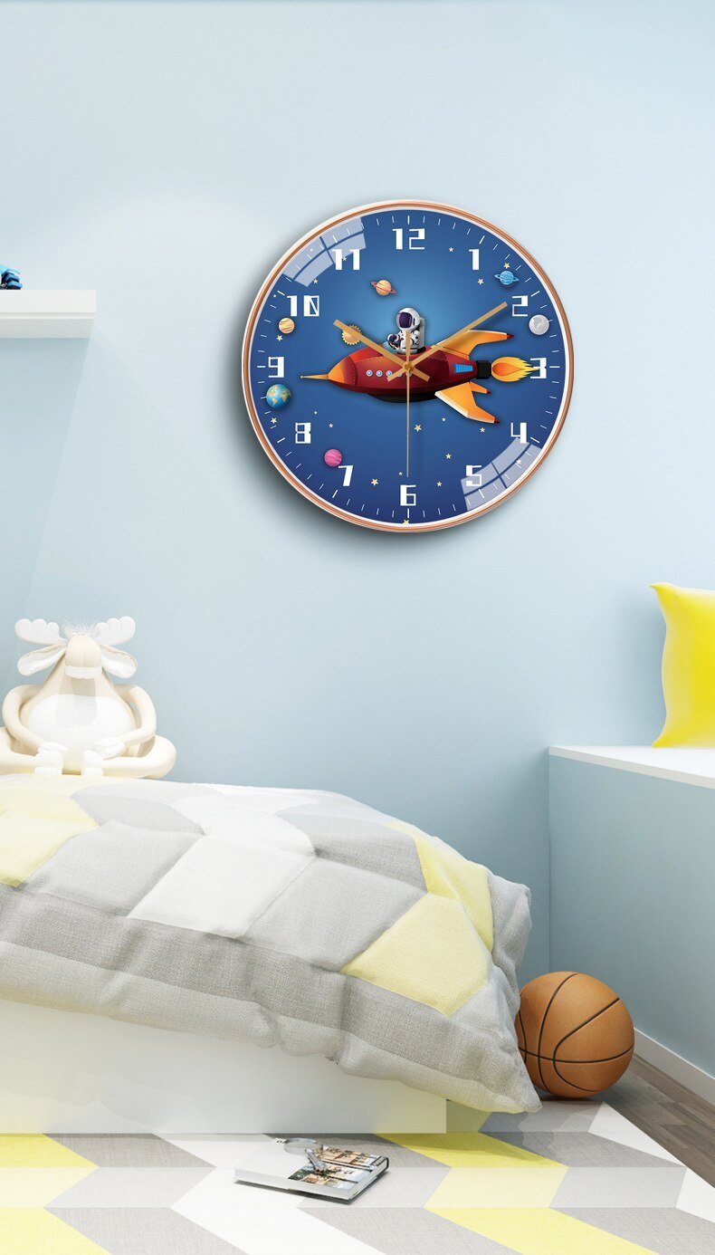 8 Inch Silent Kids Wall Clock Astronaut Space Decor - Casatrail.com