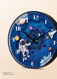 Thumbnail for 8 Inch Silent Kids Wall Clock Astronaut Space Decor - Casatrail.com