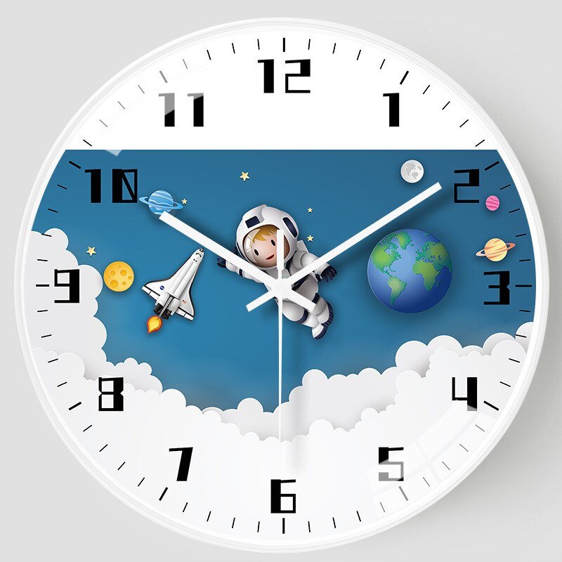 8 Inch Silent Kids Wall Clock Astronaut Space Decor - Casatrail.com