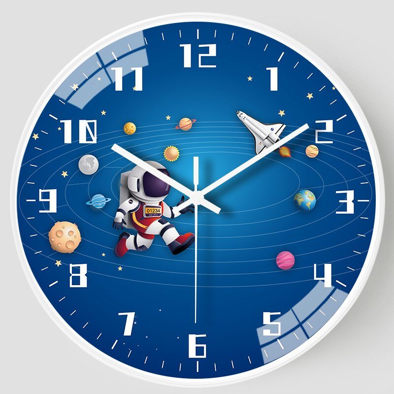 8 Inch Silent Kids Wall Clock Astronaut Space Decor - Casatrail.com