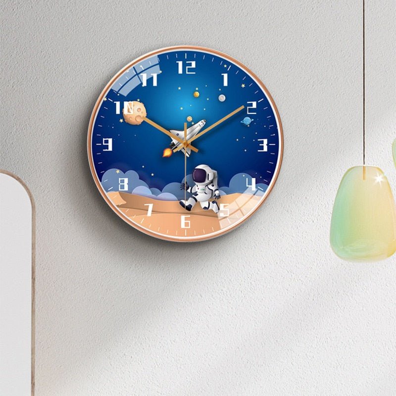 8 Inch Silent Kids Wall Clock Astronaut Space Decor - Casatrail.com