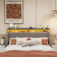 Thumbnail for Queen Size Bed Frame With LED, Storage Drawers, Wings Headboard