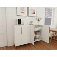Thumbnail for Modern White Sideboard Cabinet With Gold Handles For Kitchen, Dining Room Furniture Organizer