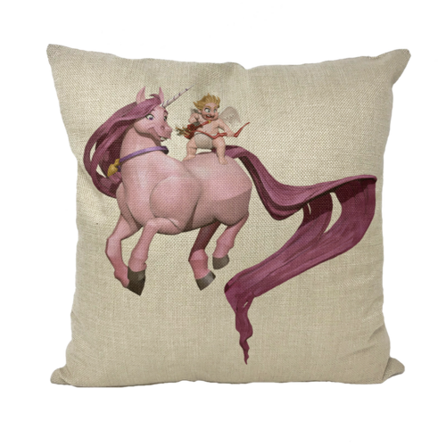 Horse and Baby Cupid Pillow