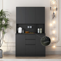 Thumbnail for Freestanding Kitchen Pantry Cabinet Cupboard With 6 Doors,3 Shelves And 2 Drawer